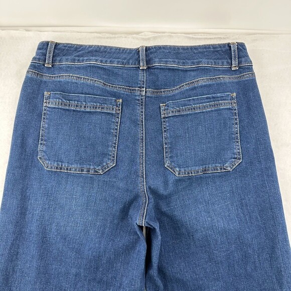 Talbots High Waist Wide Leg Crop Capris Women Sz 8 Cuffed Hem Pockets Summer - Picture 4 of 9